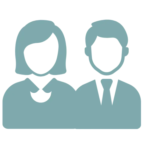 female and male representing staff